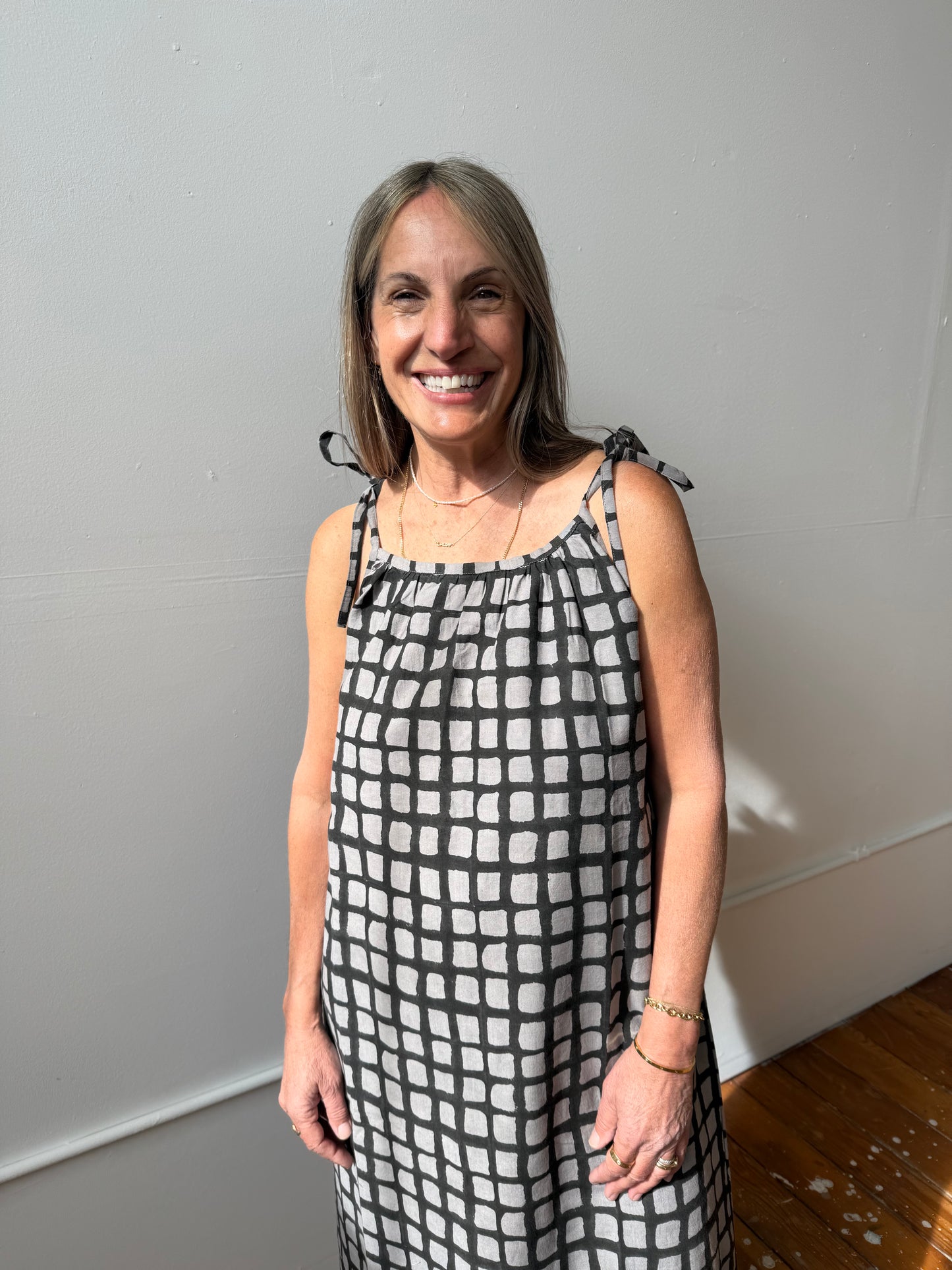 Aurore Dress Black Grid And Grey