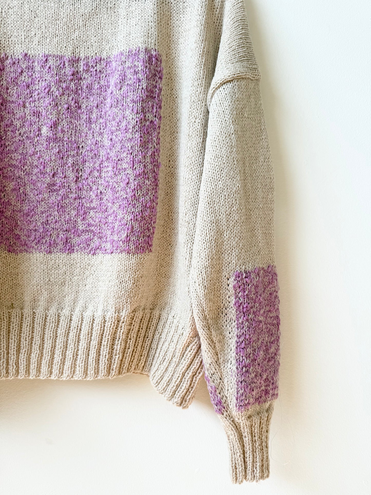 Carré Wool Sweater White & Rose
