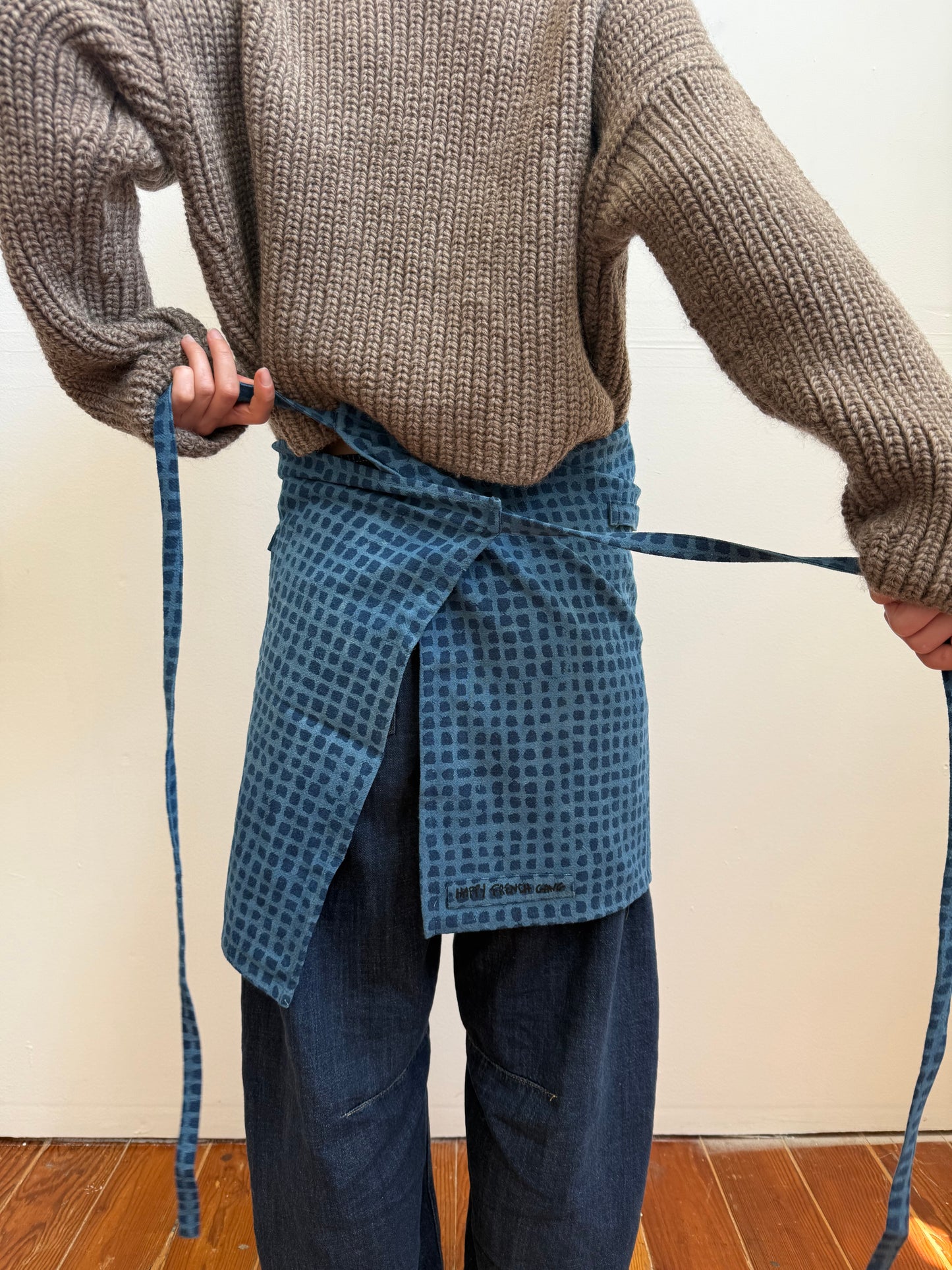 Half Apron Indigo Check