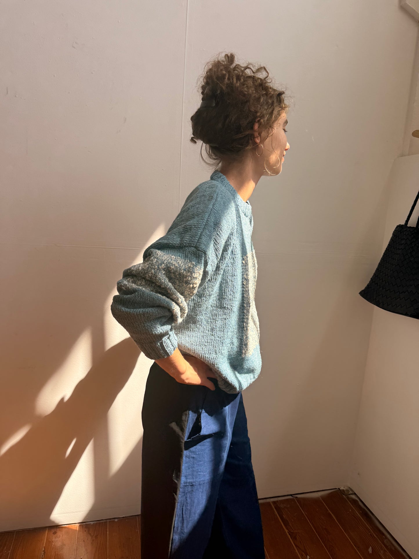 Carré Wool Sweater Blue & White