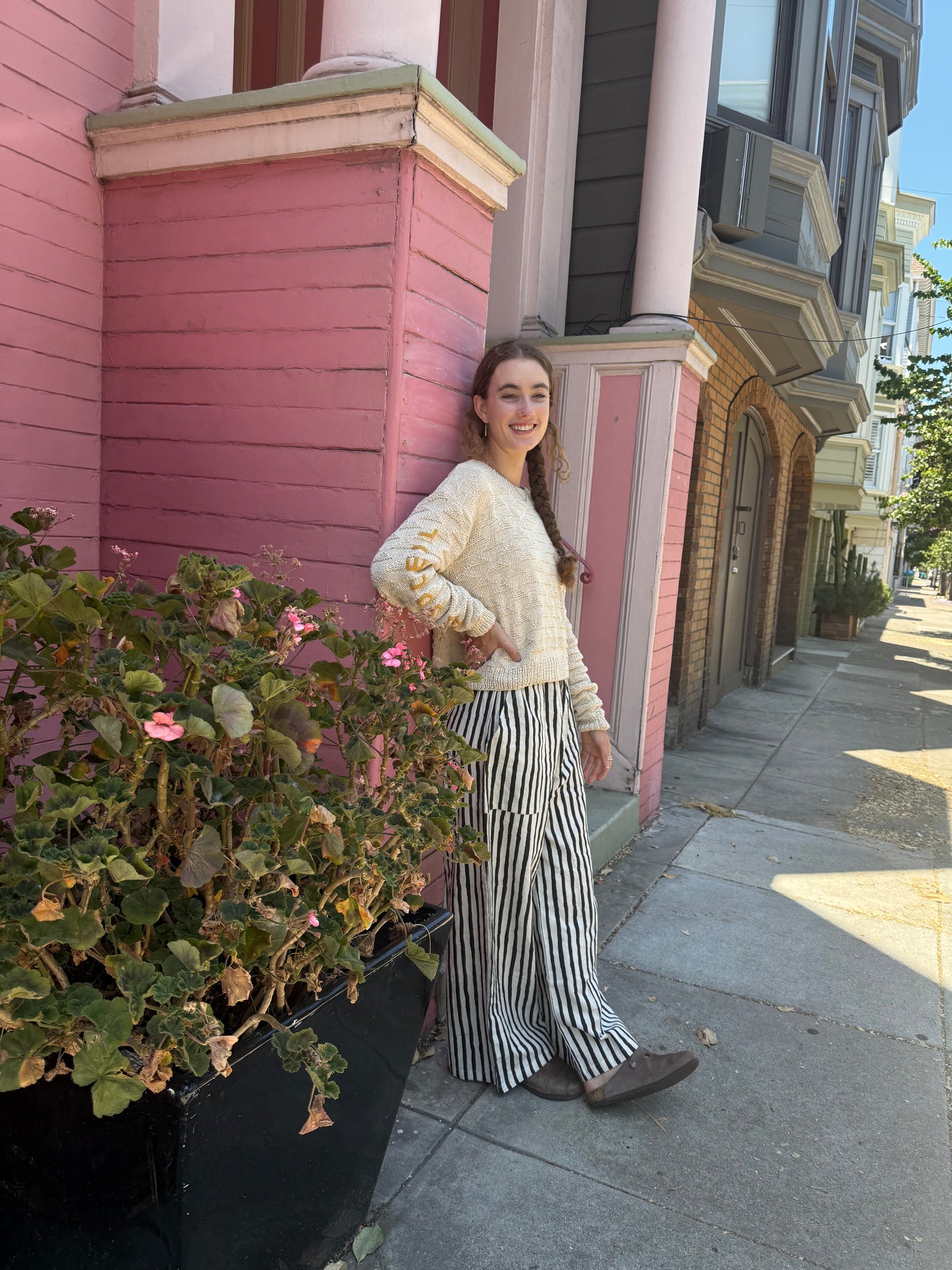 Le Soleil Brille Sweater, Hand Knit & Natural Dyes & Crochet Appliqué