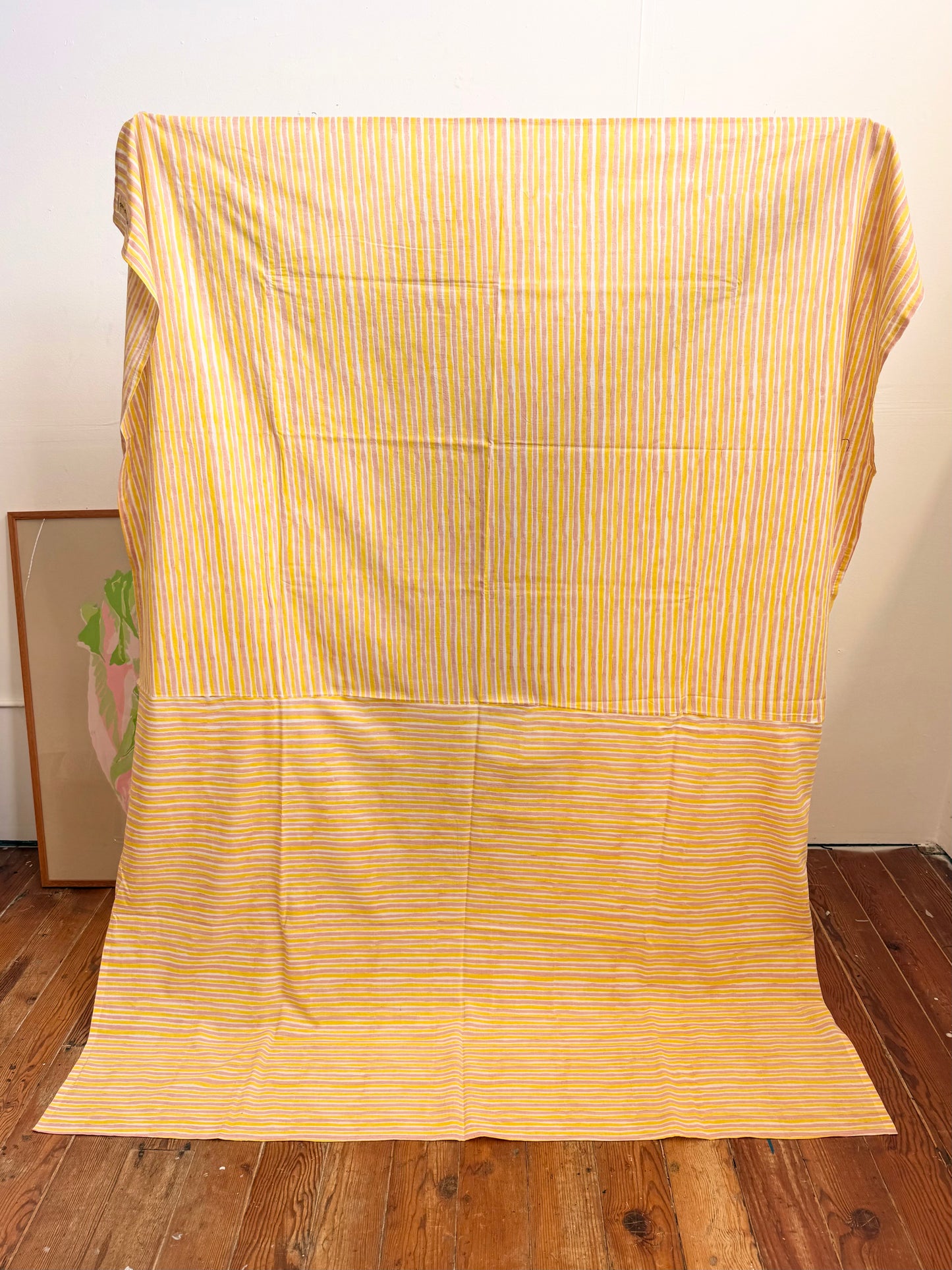Large Rayé Light Throw Yellow and Himalayan - 90x68in