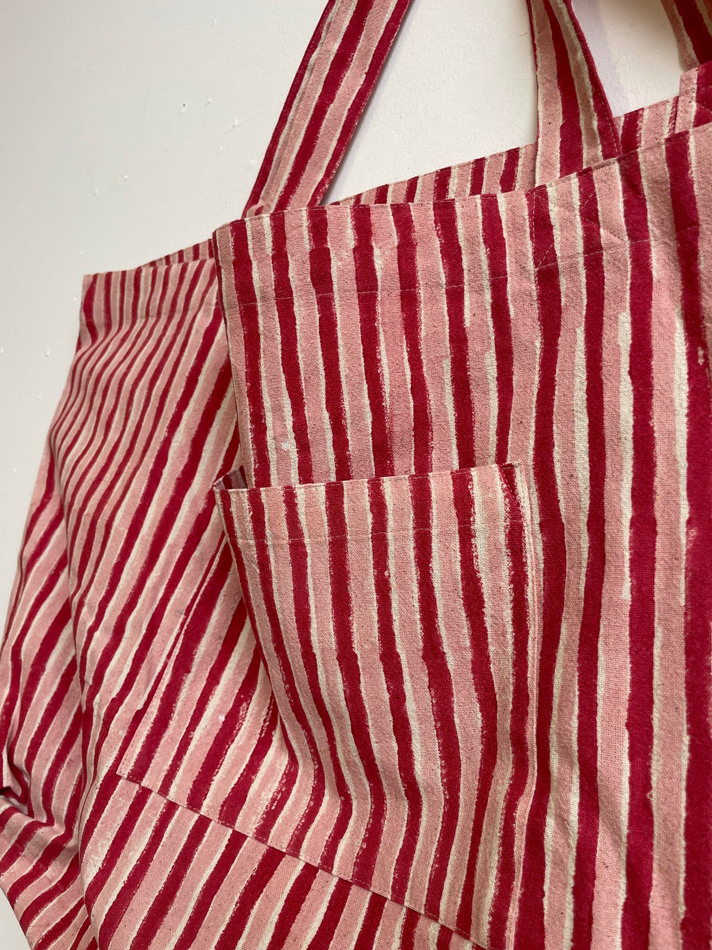 Weekend Tote Bag - Madder & Pink Stripes