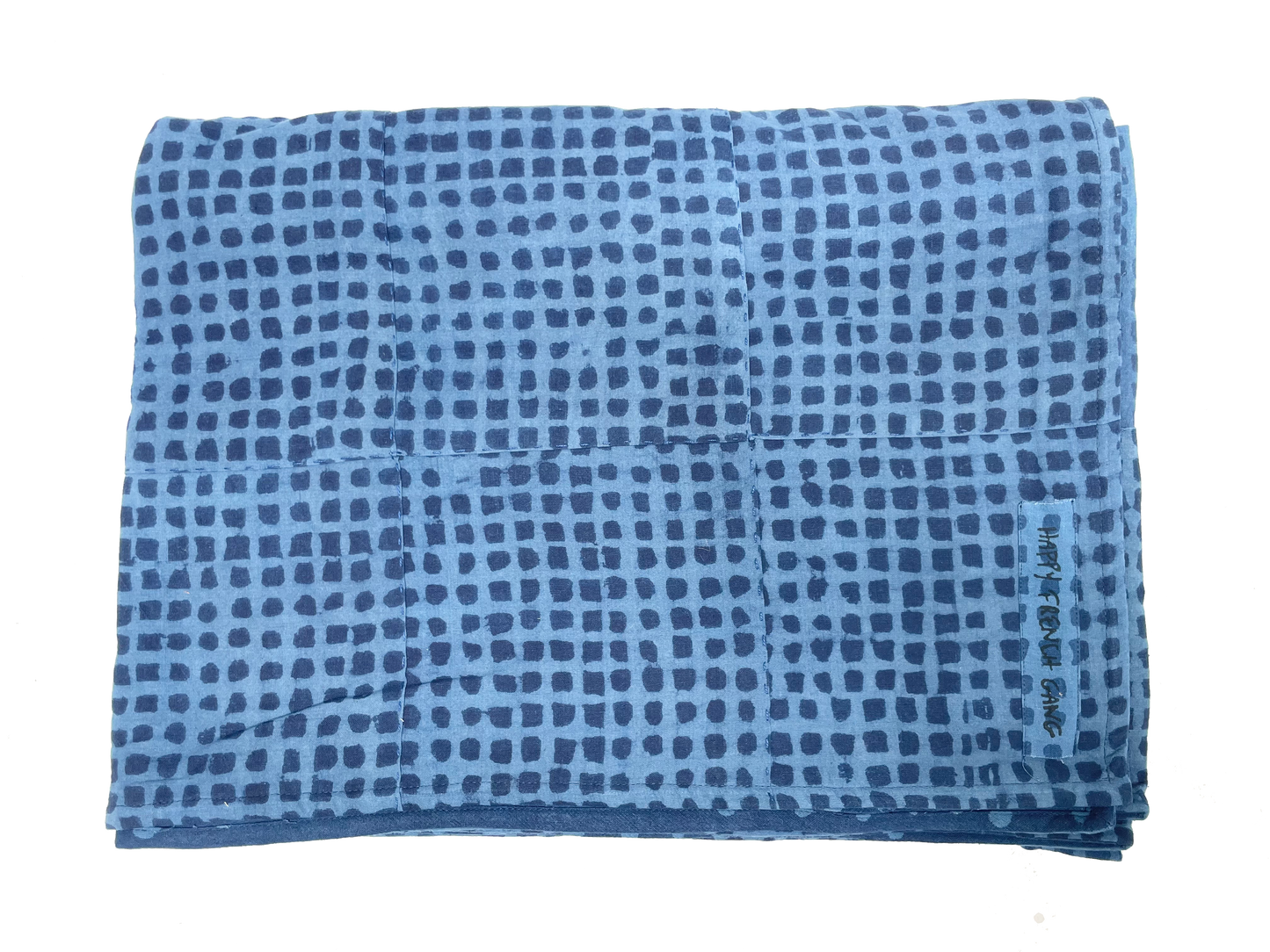 One of a Kind Square Indigo 2 Quilt 75x55in