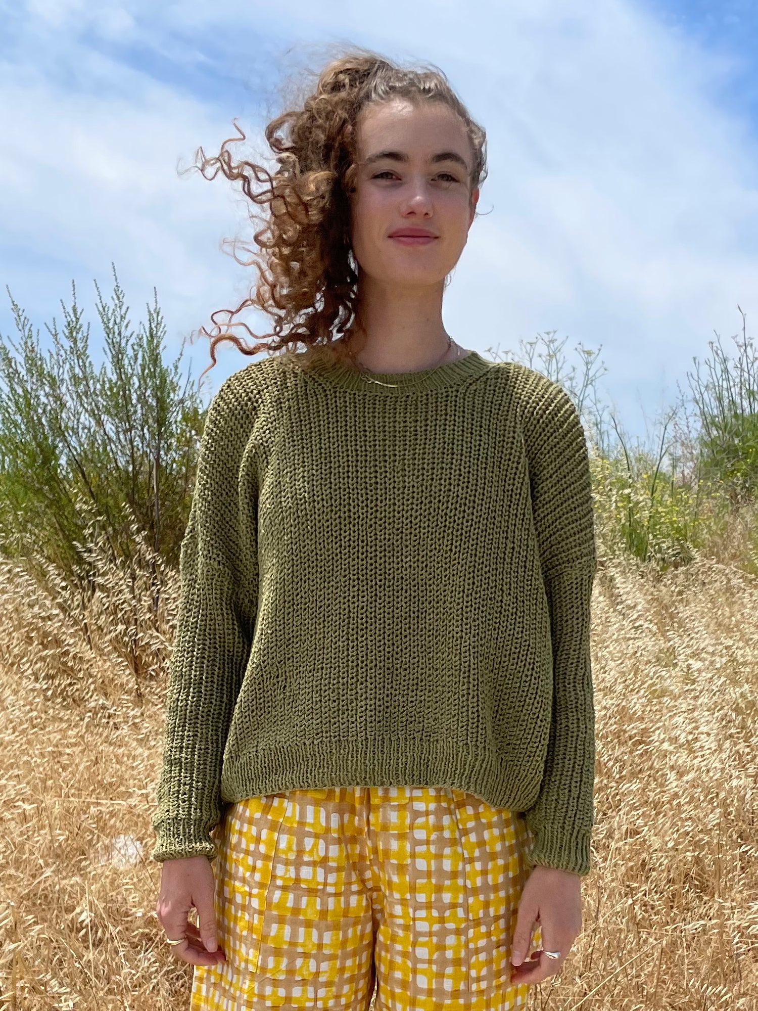 Green Chunky Sweater, Hand Knit Natural Dyes – happyfrenchgang