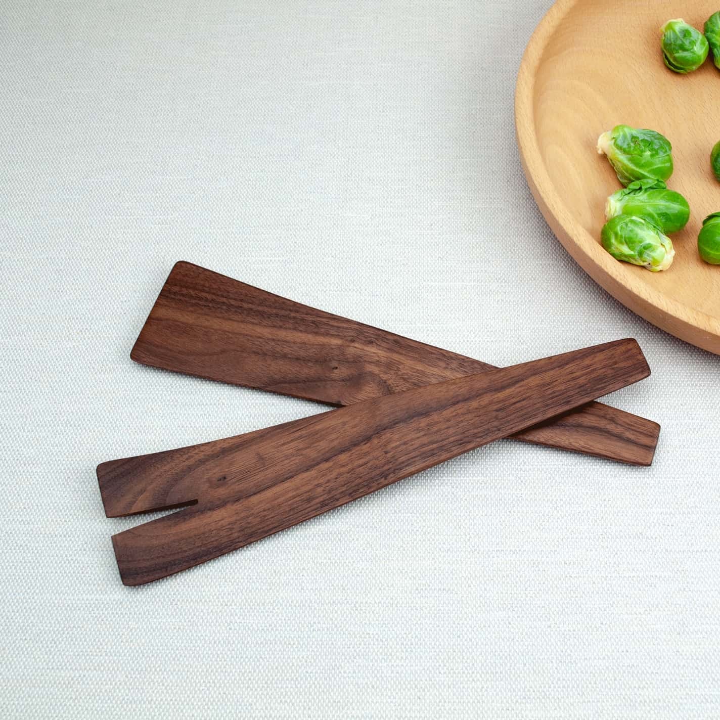 10’’ Walnut Wood Salad Server Set - Handmade Serving Utensil