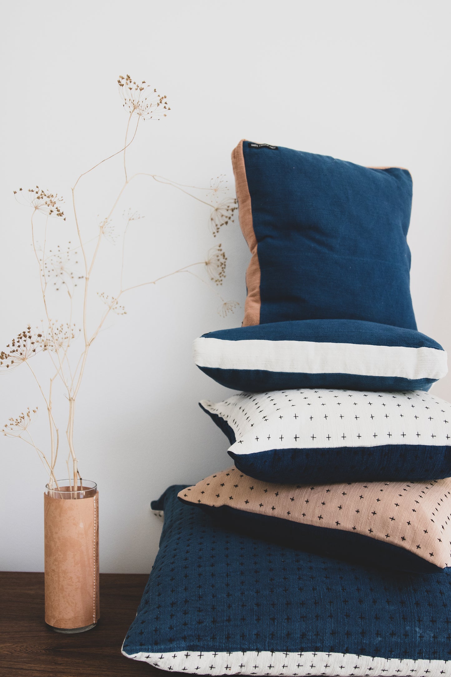 Indigo & Himalayan Contour Line Pillow 18x18in