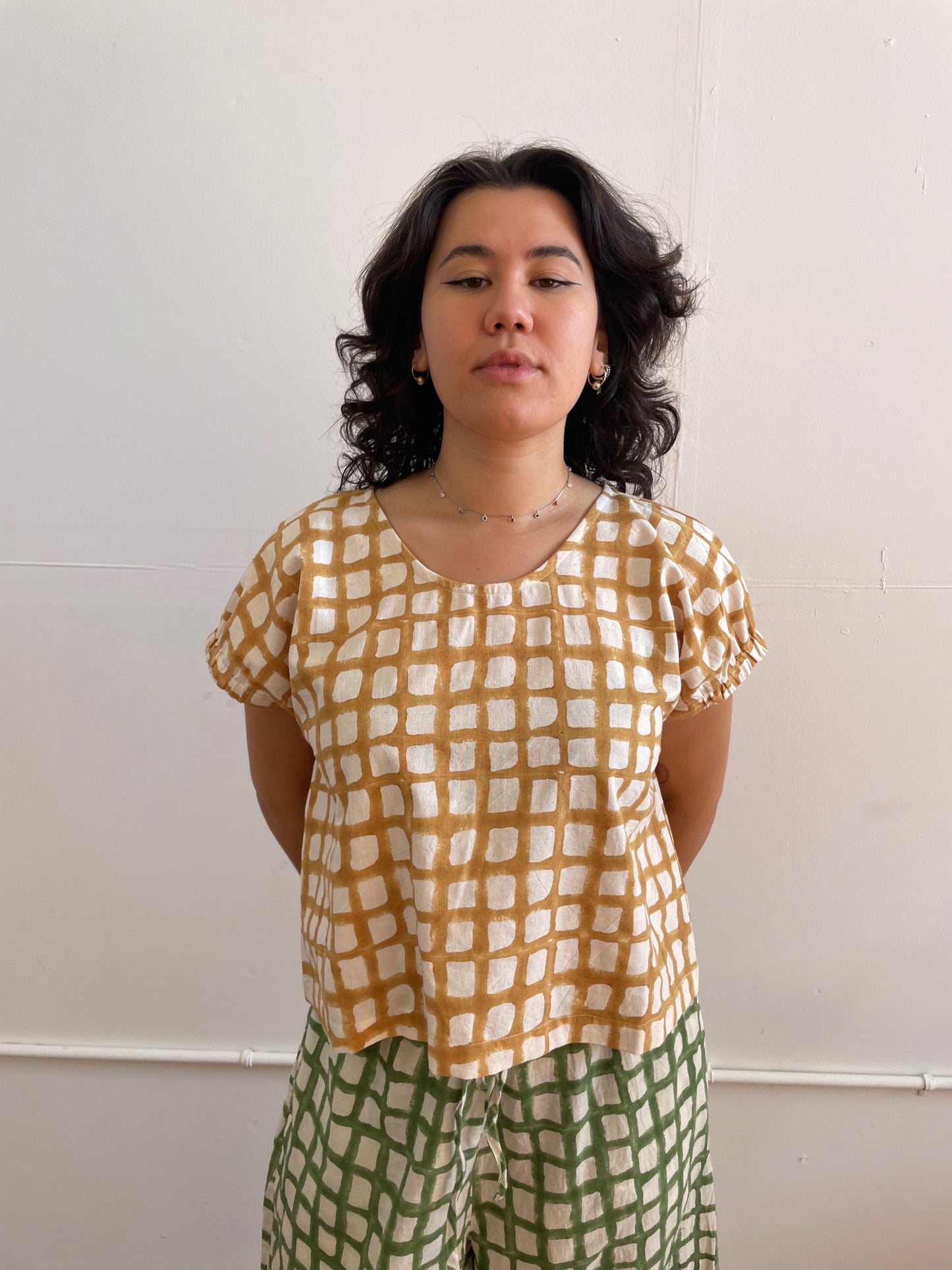 Zélia Top Camel Grid