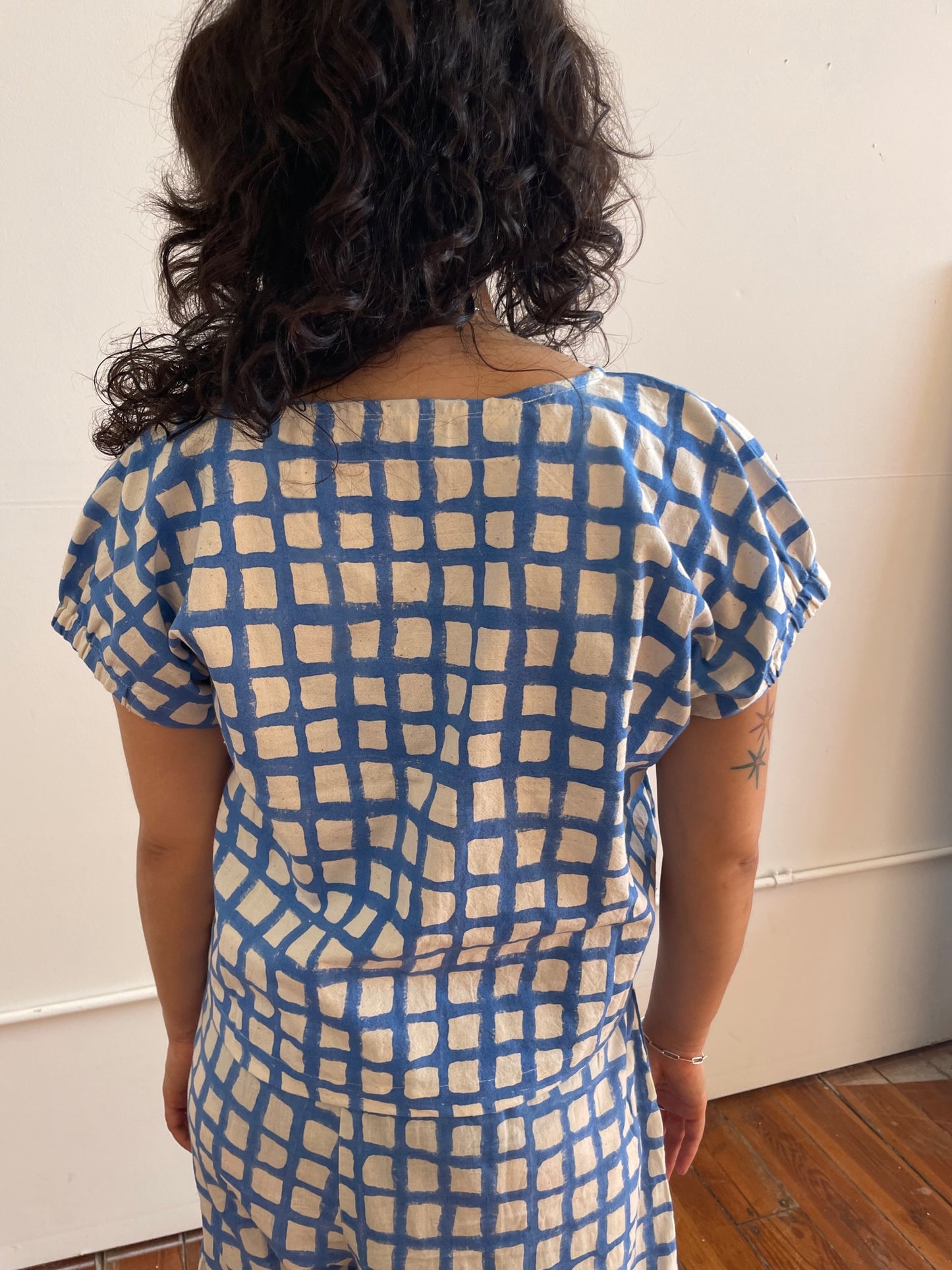 Zélia Top Blue Grid