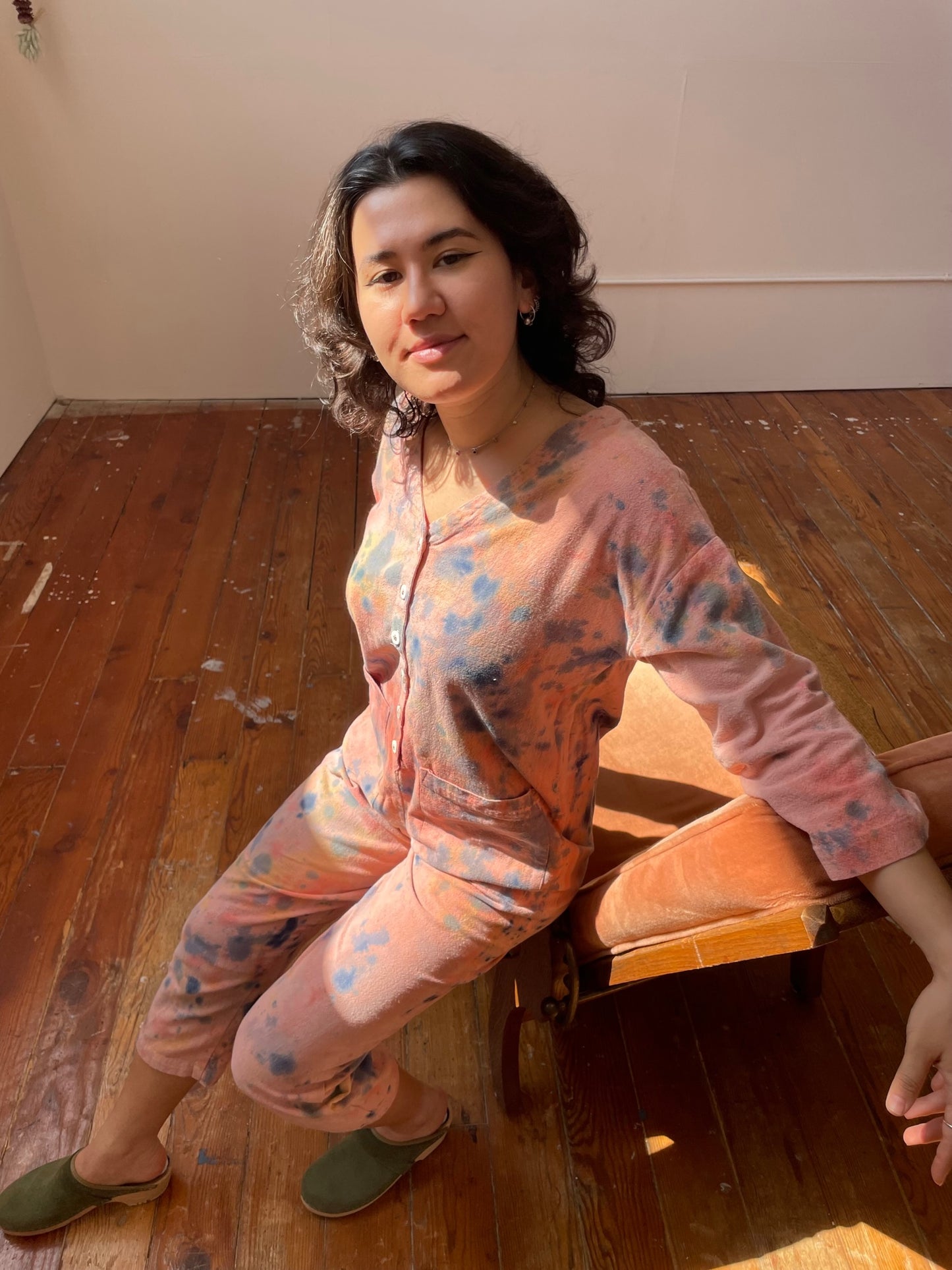 #56 Tie-dye Peach Painter jumpsuit M/L
