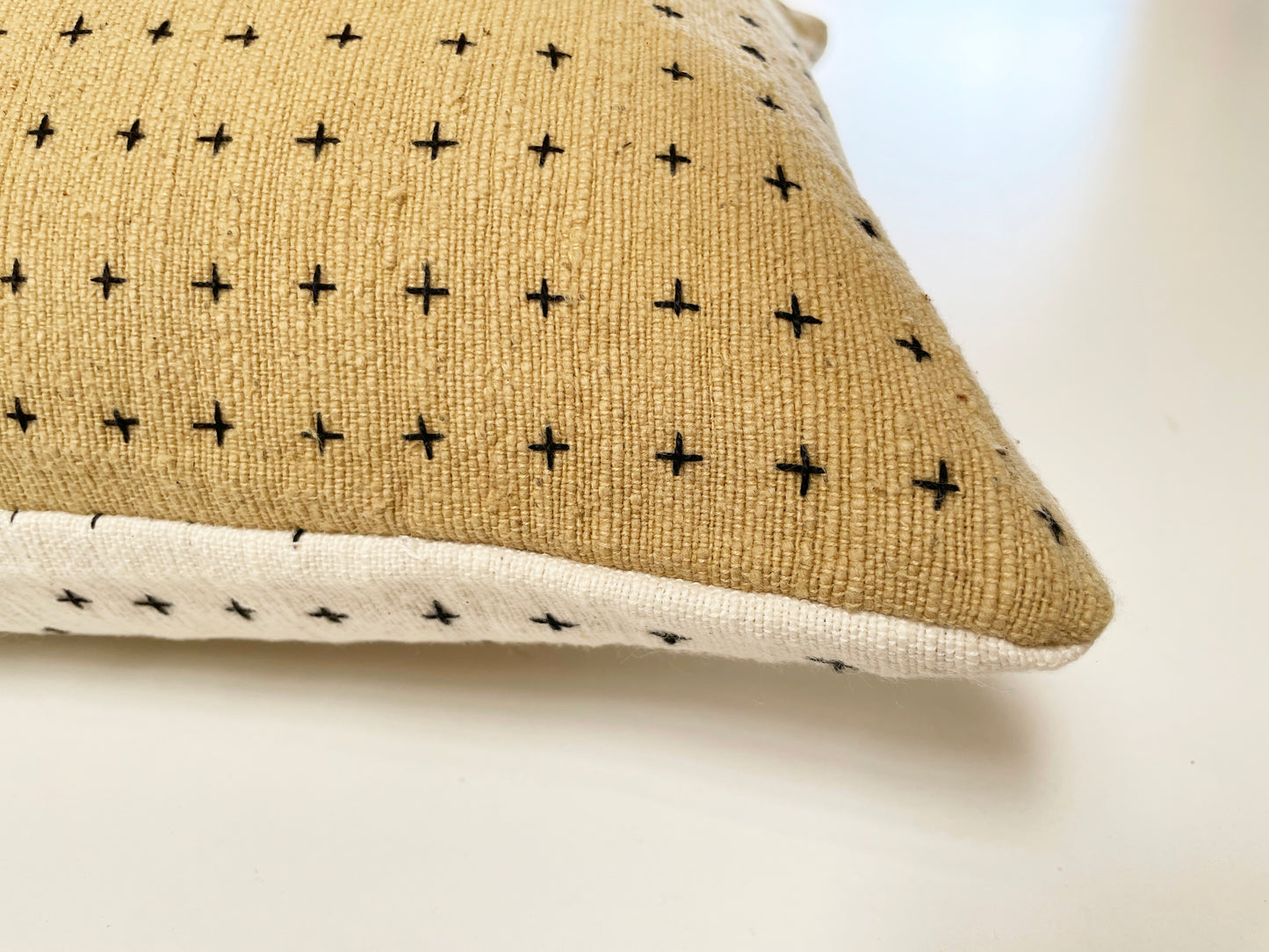 Mustard & White Pillow Cover 18x18in