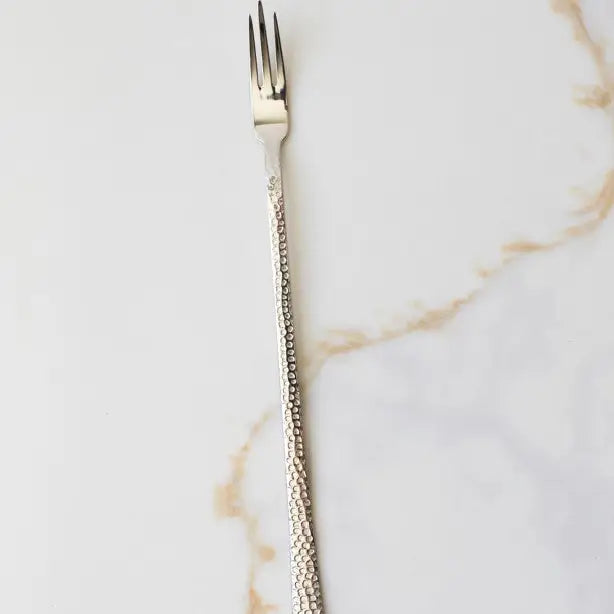 Hammered Stainless Steel Fruit Spoon and Fork