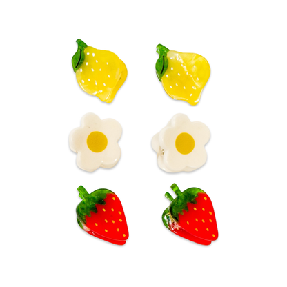 Micro Fruit and Flowers Hair Claw Clip Set