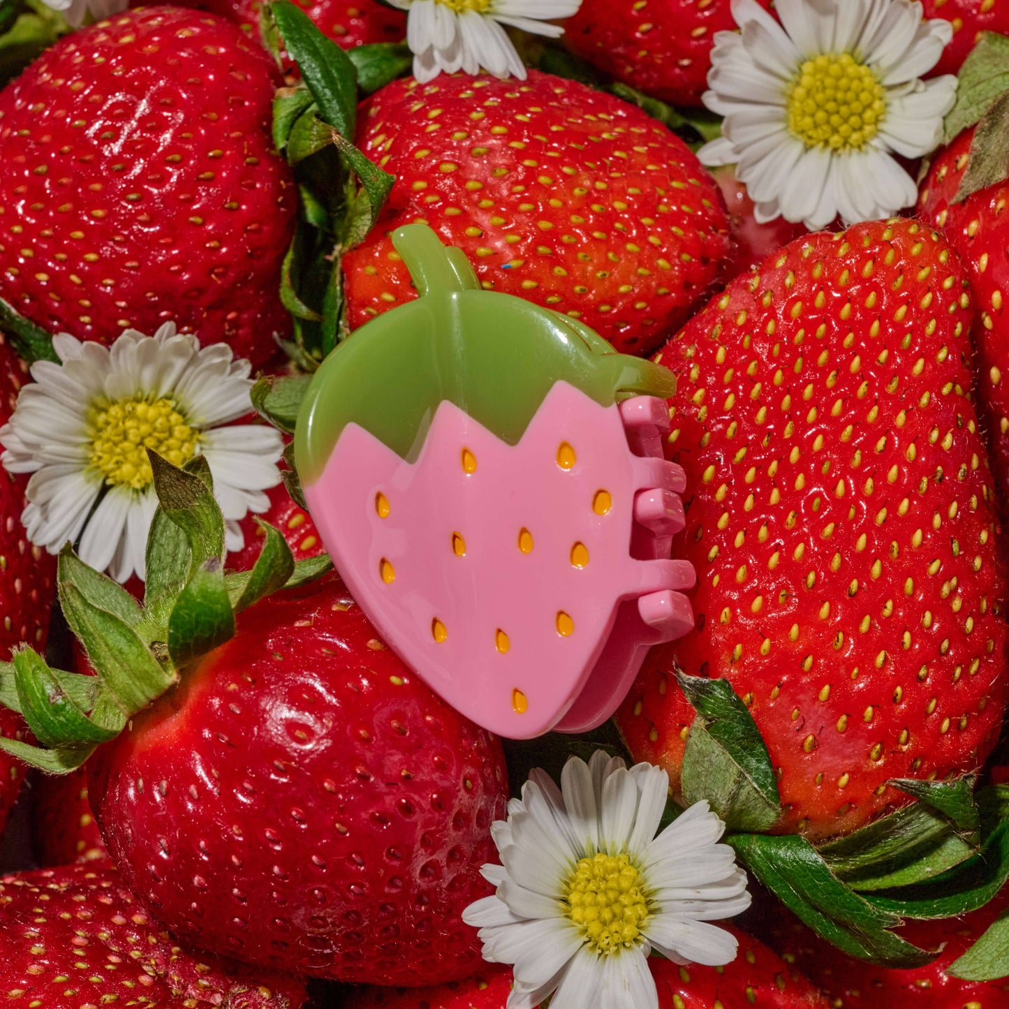 Mini Pink Strawberry Hair Claw Clip