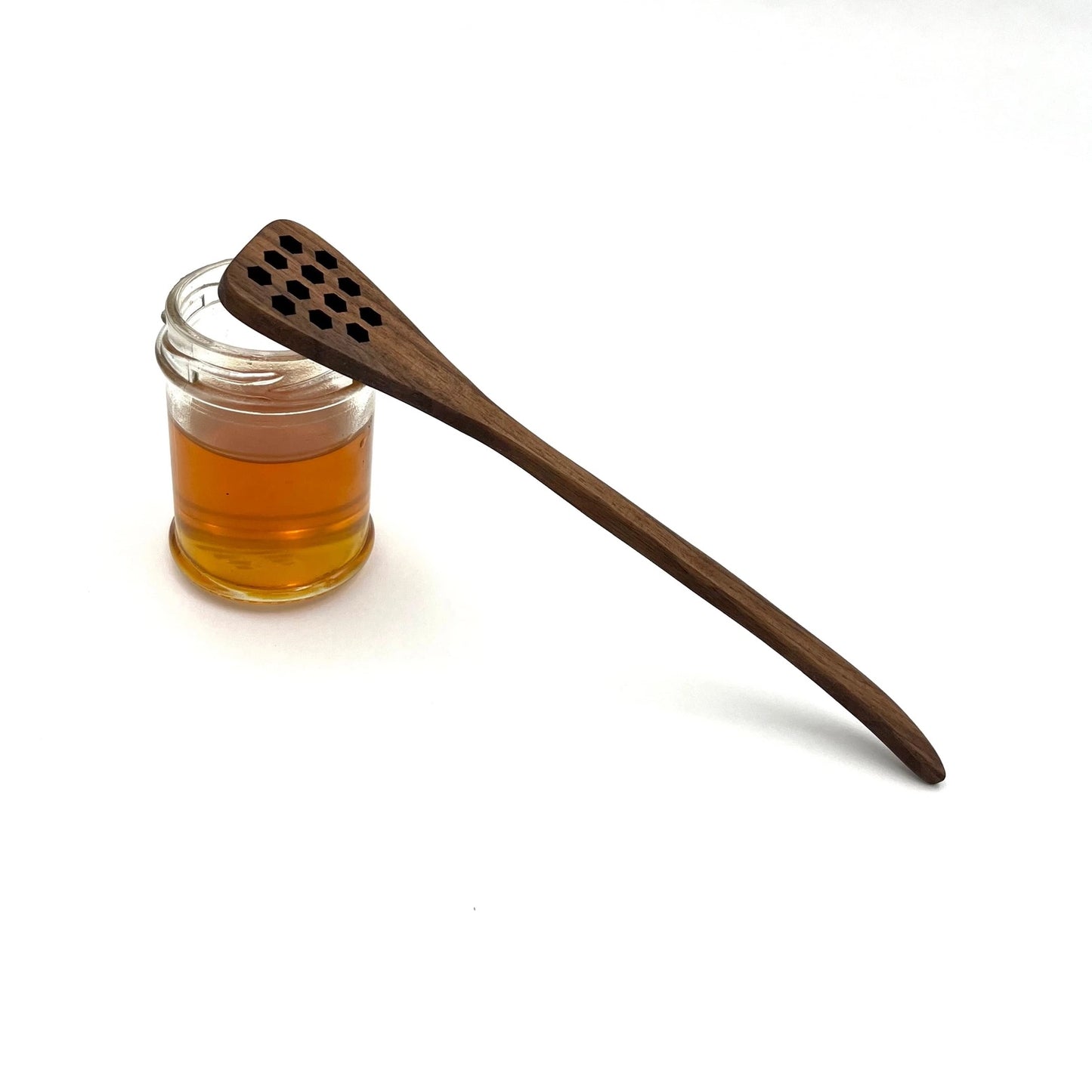 7" Walnut Wood Hex Honey Dipper - Handmade Kitchen Tool