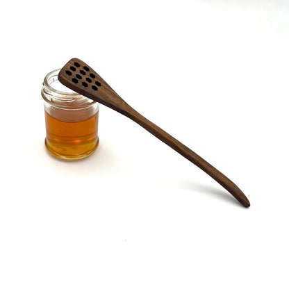 7" Walnut Wood Hex Honey Dipper - Handmade Kitchen Tool