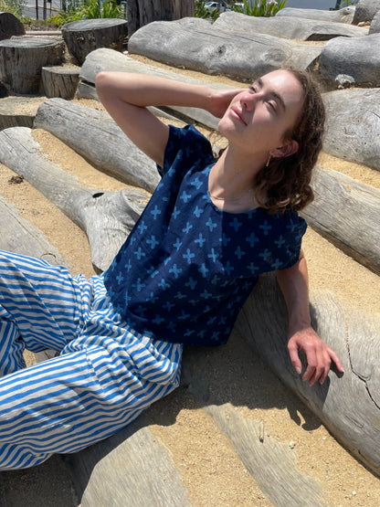 Zélia Top Indigo Cross