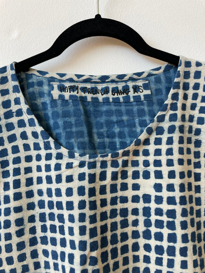 Zelia Light Check Indigo Top