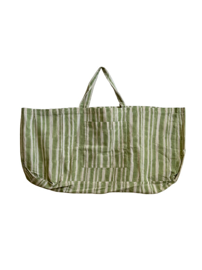 XL Weekend Tote Bag - Green Stripes