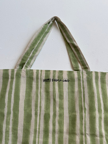 XL Weekend Tote Bag - Green Stripes