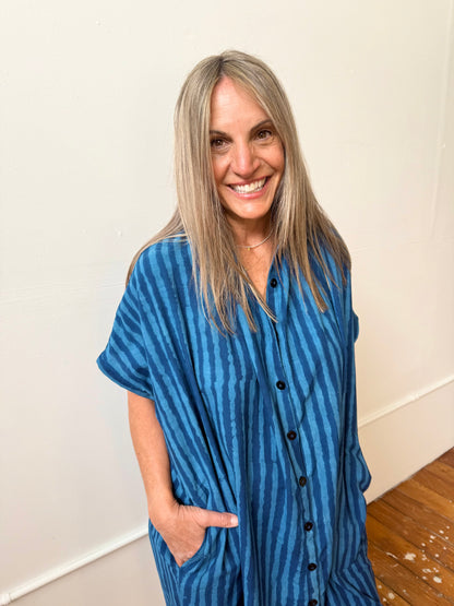 Elise Indigo Stripes