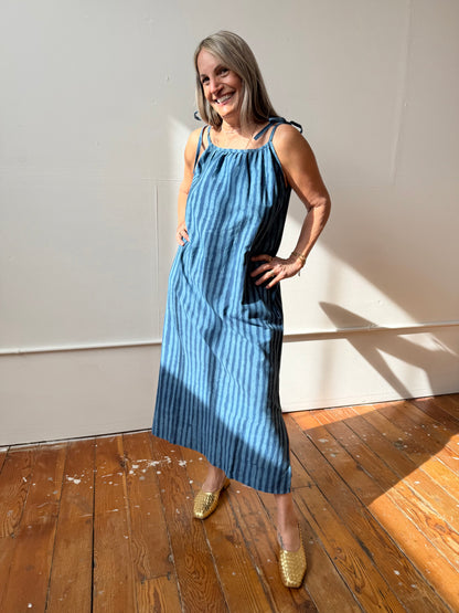 Aurore Dress Indigo Stripes