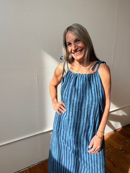 Aurore Dress Indigo Stripes