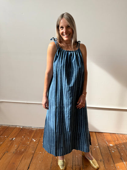 Aurore Dress Indigo Stripes