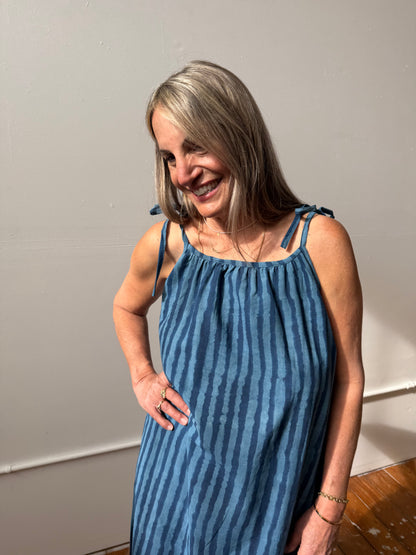 Aurore Dress Indigo Stripes