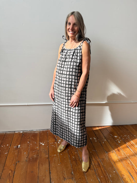 Aurore Dress Black Grid And Grey