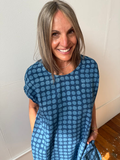 Marthe Dress Indigo Big Dots