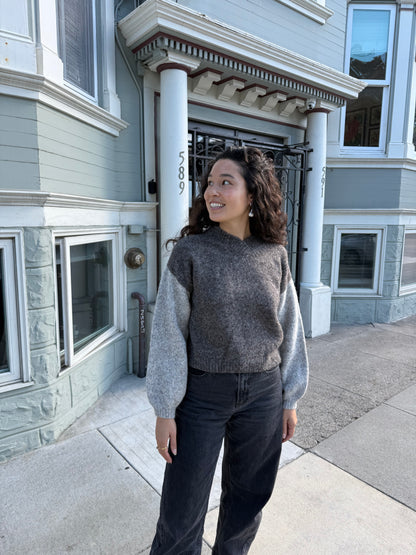 Hand-loomed Grey & Charcoal Félix Sweater, Undyed Alpaca