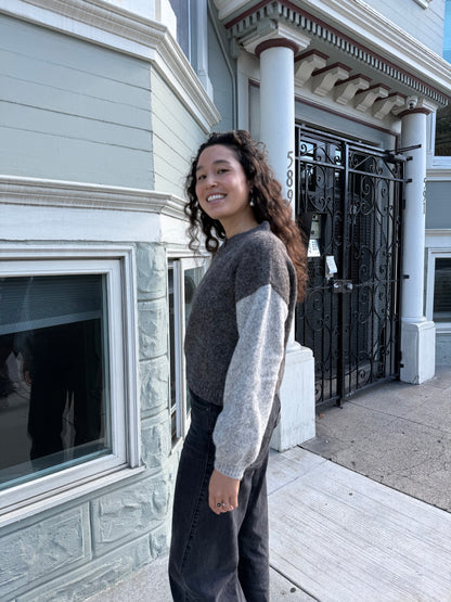 Hand-loomed Grey & Charcoal Félix Sweater, Undyed Alpaca