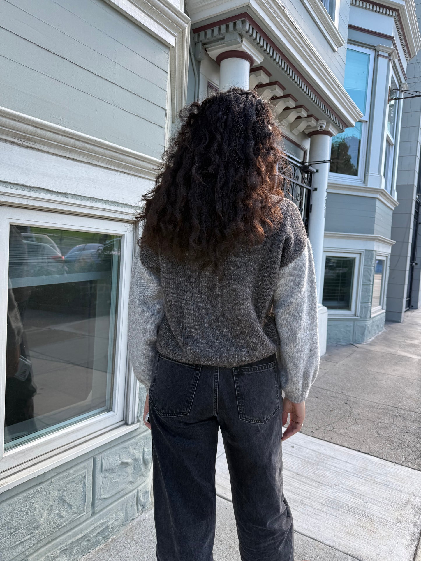 Hand-loomed Grey & Charcoal Félix Sweater, Undyed Alpaca