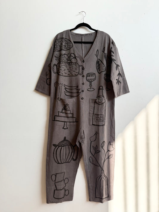 #102 Hand-painted Jumpsuit M/L - Le dîner