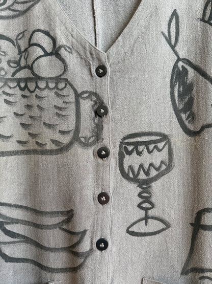 #102 Hand-painted Jumpsuit M/L - Le dîner