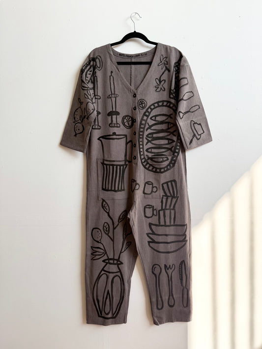 #103 Hand-painted Jumpsuit S/M - Le repas