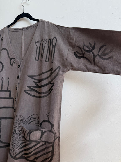 #104 Hand-painted Jumpsuit M/L - Le gâteau d'anniversaire