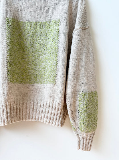 Carré Wool Sweater White & Green