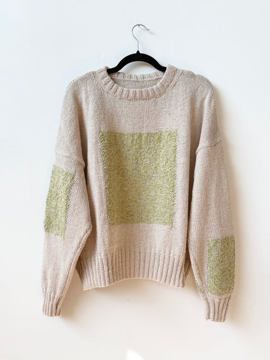 Carré Wool Sweater White & Green