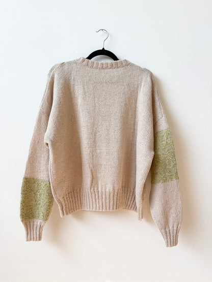 Carré Wool Sweater White & Green