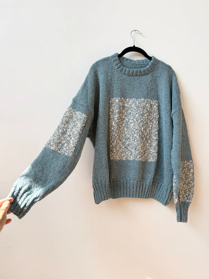 Carré Wool Sweater Blue & White