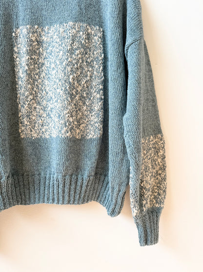 Carré Wool Sweater Blue & White