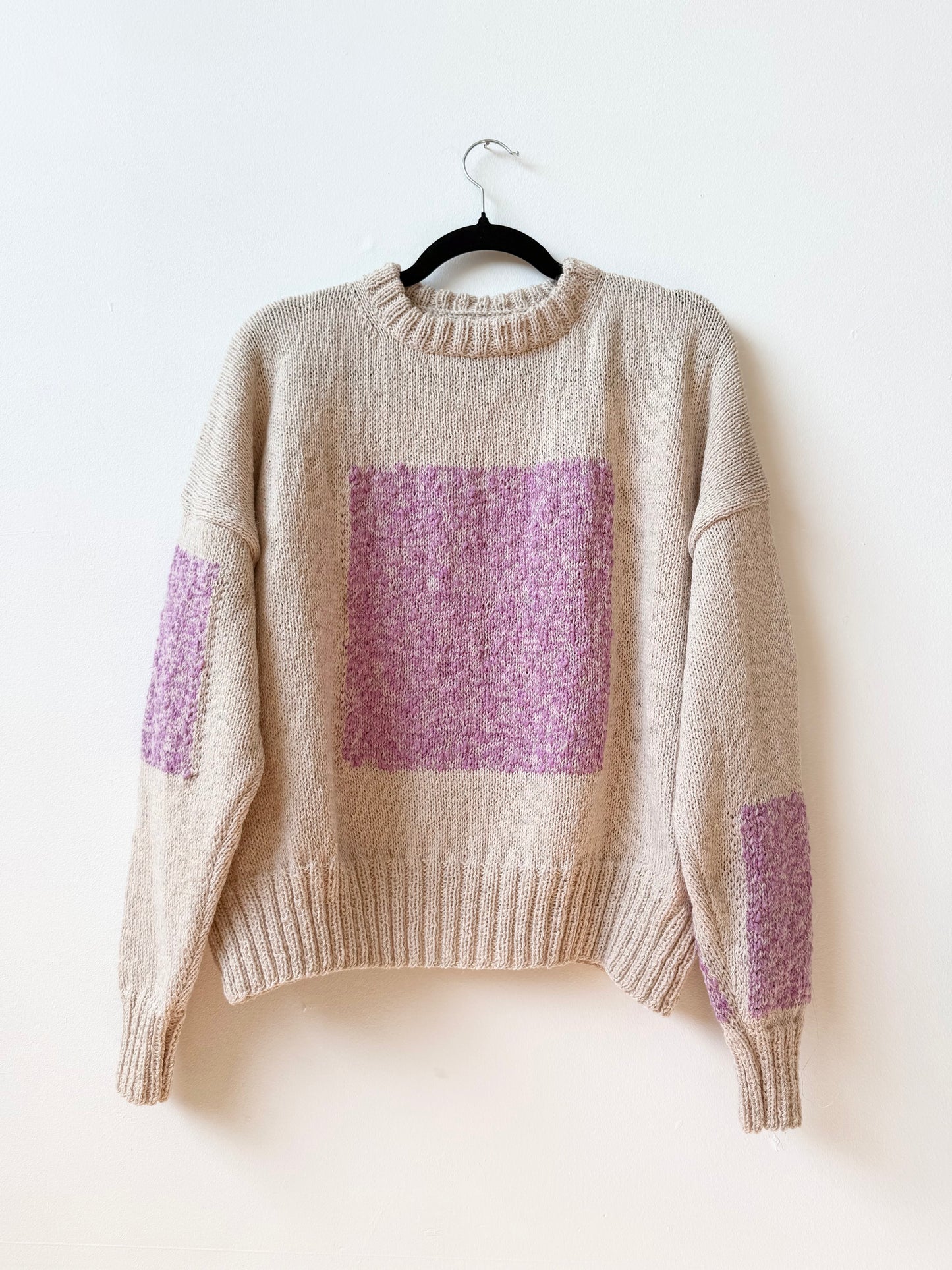 Carré Wool Sweater White & Rose