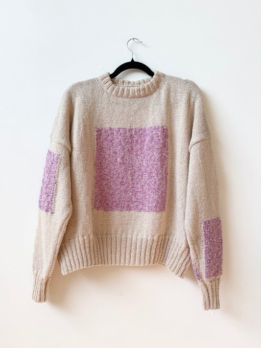 Carré Wool Sweater White & Rose