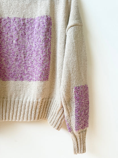 Carré Wool Sweater White & Rose