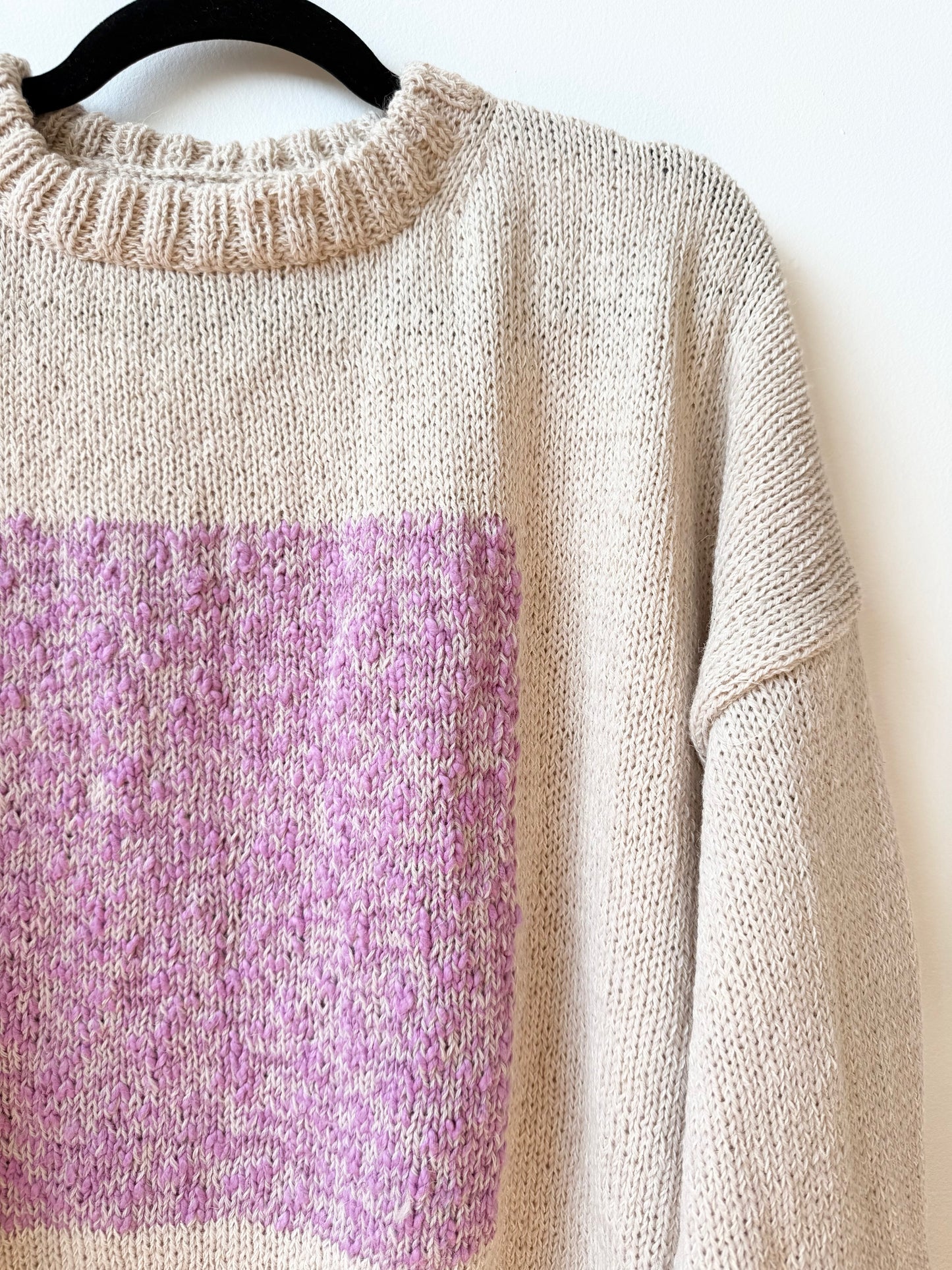 Carré Wool Sweater White & Rose