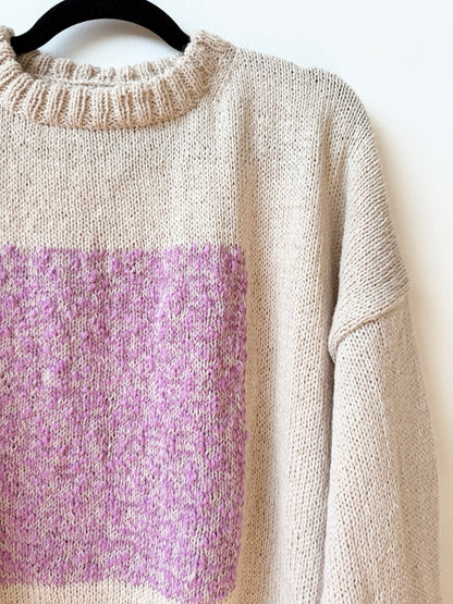 Carré Wool Sweater White & Rose