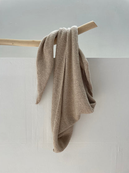 Hand-loomed Beige Laurette Shawl, Undyed Alpaca