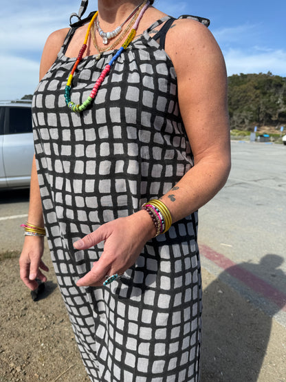 Aurore Dress Black Grid And Grey